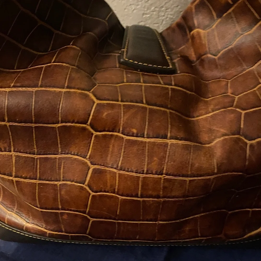 Dooney & Bourke Dark Brown Croc-Embossed Hobo Bag Set